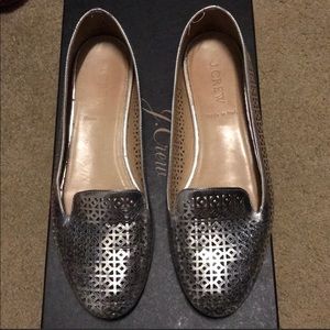 J.Crew silver flats/loafers.